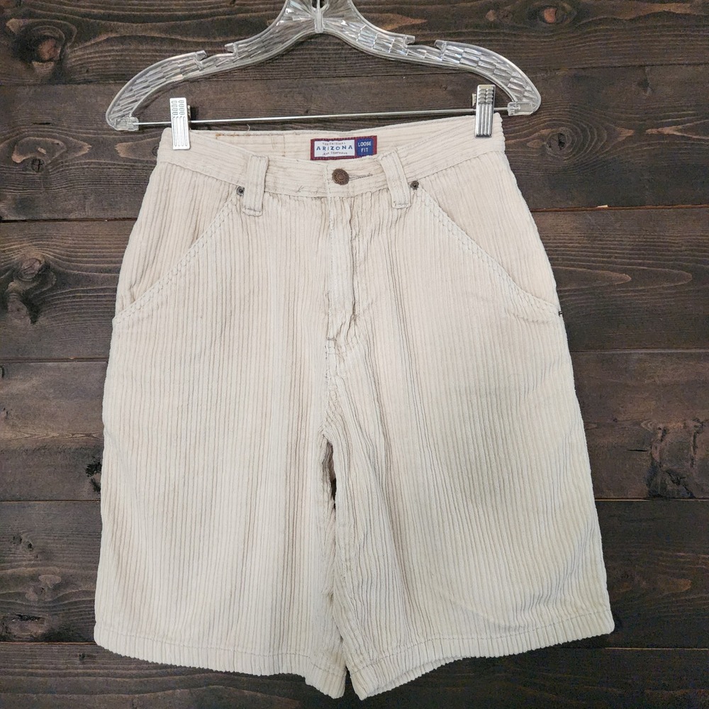 Vintage Arizona Jean Cream Corduroy Shorts Loose Fit High Rise Size 28
